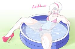 ambush_(trap) bikini crossdressing friday_(sealguy) high_heels hoop_earrings male_only muscular_femboy muscular_male muscular_trap pool sealguy trap