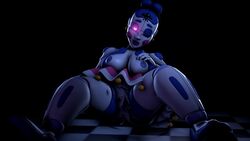 3d 3d_(artwork) 3d_model ballerina ballora ballora_(fnafsl) blue_lights blue_nipples five_nights_at_freddy's five_nights_at_freddy's:_sister_location fnaf glowing_eyes holding_breast lewdporter looking_at_viewer magenta_eyes medium_breasts night pink_cheeks pink_eyes pink_skirt purple_eyes purple_lips purple_lipstick pussy scottgames sister_location sitting sitting_on_floor white_breasts white_skin wink winking_at_viewer