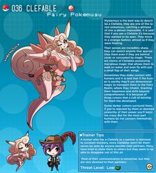 clefable creature_index english_text hi_res kinkymation large_breasts nintendo page_36 personification pokedex pokemon pokemon-girl_encyclopedia pokemusu profile tail text text_box