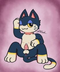 4_fingers 5:6 animal_crossing animal_genitalia animal_penis anthro anus balls black_body black_fur cat_smile domestic_cat felid feline feline_genitalia feline_penis felis fingers fur gay gay_anal gay_male gay_sex genitals half-closed_eyes hi_res homosexual homosexual_male homosexual_sex looking_at_viewer male male/male male_only male_penetrated male_penetrating mammal narrowed_eyes nintendo one_eye_closed penile_spines penis pkfreak presenting presenting_anus presenting_balls presenting_penis punchy_(animal_crossing) sitting smug_expression smug_face solo tail white_body white_fur wink winking_at_viewer yellow_body yellow_fur yellow_sclera