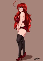 1girls absurdres aikiyun bra female female_only high_school_dxd highres looking_at_viewer panties rias_gremory solo thighhighs