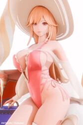animated azur_lane bare_shoulders breasts cg female hat highleg highleg_swimsuit kneeling large_breasts long_hair looking_at_viewer move mp4 one-piece_swimsuit orange_hair pink_one-piece_swimsuit red_eyes richelieu_(azur_lane) richelieu_(fleuron_of_the_waves)_(azur_lane) simple_background solo sun_hat swimsuit tagme video white_headwear