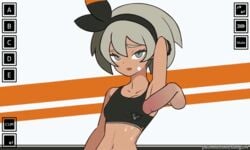 animated bea_(pokemon) blue_eyes cum cum_on_breasts dong134 human pokemon pokemon_ss short_hair sports_bra