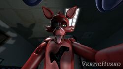 3d_(artwork) animal_genitalia animatronic anthro bonnie_(fnaf) canid canine chair digital_media_(artwork) dominant dominant_anthro dominant_male duo eye_patch eyewear fellatio five_nights_at_freddy's fox foxy_(fnaf) foxyxbonnie furniture genitals hand_holding hand_on_head hand_on_leg hand_on_thigh holding_head hook hook_hand intimate knot knotted_penis lagomorph leporid looking_at_viewer machine male male/male male_pov mammal mishuyuu_(modeler) on_chair oral penile penis rabbit robot scottgames sex sheath sitting sitting_on_chair source_filmmaker_(artwork) submissive submissive_male tongue tongue_out vertichusko