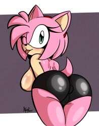 accessory amy_rose anal anal_sex anthro areola ass big_breasts big_butt black_bottomwear black_clothing black_nose black_shorts blush bottomwear breasts buttplug buttplug_in_ass buttplug_insertion camel_toe clothed clothing eulipotyphlan eyelashes female fur green_eyes hair hair_accessory hairband head_tuft hedgehog hi_res looking_at_viewer looking_back looking_back_at_viewer mammal object_in_ass one_eye_closed penetration pink_areola pink_body pink_fur pink_hair plug_(sex_toy) plug_insertion purple_background sega sex_toy sex_toy_in_ass sex_toy_insertion short_hair shorts simple_background solo sonic_(series) sonic_the_hedgehog_(series) tan_body tan_fur thick_thighs tongue tongue_out topless tuft white_background wide_hips wink winking_at_viewer xenrevv