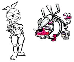 1boy 1girls 2_heads animal_genitalia animal_penis animatronic anthro avian beak big_penis bird black_and_white bowtie breasts canid canine canine_genitalia canine_penis chica_(fnaf) chicken clothing colored conjoined cupcake cupcake_(fnaf) dogguyd duo erect_penis erection eyelashes eyeshadow female five_nights_at_freddy's five_nights_at_freddy's_2 food fox galliform gallus_(genus) genitals grey_body hair holding_plate imminent_sex knot looking_at_another machine makeup male mammal mangle_(fnaf) missing_eye monochrome multi_head multi_leg multi_limb multicolored_body orange_eyes pawpads paws penis phasianid pink_body red_body robot scottgames seductive seductive_look smile tail topwear two_tone_body uncolored underwear white_body