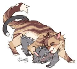 absurd_res ashfur_(warriors) blush domestic_cat duo felid feline felis feral hawkfrost_(warriors) hi_res implied_anal male male/male male_penetrated male_penetrating male_penetrating_male mammal penetration pigeontoez simple_background warriors_(cats)