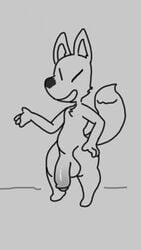 9:16 animal_crossing anthro ass balls big_balls big_butt big_penis canid canine closed_eyes cold_alcohol crazy_redd eyes_always_closed flaccid fox genitals huge_balls huge_butt huge_cock hyper hyper_balls hyper_genitalia hyper_penis male male_only mammal monochrome nintendo penis shortstack solo uncut video_games