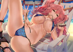 1girls bikini breasts fate/grand_order fate_(series) pink_hair satou_daiji tamamo_no_mae_(fate)