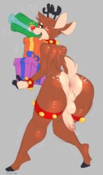 1boy androgynous anthro backsack bell femboy furry kippy male male_only penis presents rudolph_the_red-nosed_reindeer rudolph_the_red_nosed_reindeer trap