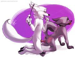 4:3 anthro arctic_fox ball_gag bondage bound buttplug canid canine duo female fox gag hi_res leash leash_pull male mammal nipple_piercing nipples piercing red_fox riding_crop robcivecat sex_toy silver_fox spanking stadtfuchs straight tezca vaginal_penetration whip_marks