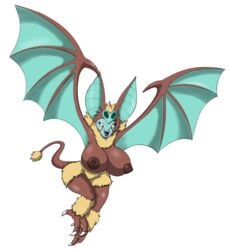 absurd_res animal_humanoid anthro big_breasts big_ears blue_eyes breasts brown_body chiropteran chiropteran_humanoid digital_media_(artwork) dragon_quest fangs female flying fruity_succubat fur hair hi_res huge_breasts humanoid large_breasts looking_at_viewer mammal mammal_humanoid nipples nude open_mouth puffy_nipples ravrous simple_background smile solo square_enix succubat_(dragon_quest) succubus tail_tuft talons tuft video_games wings