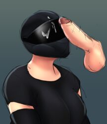 1girls cum cum_on_face cum_on_helmet diadanon facial helmet obscured_face penis penis_on_face