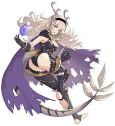 1girls action_pose armor ass big_ass big_breasts black_cape boobs_and_butt_pose cleavage clothing corrin_(female)_(nohr_noble)_(fire_emblem) corrin_(fire_emblem) corrin_(fire_emblem)_(female) cravat dragon_girl feet female fire_emblem fire_emblem_fates frills gonzarez horn horns large_ass large_breasts leotard looking_back manakete nintendo platinum_blonde_hair pointy_ears red_eyes solo_female tail wip