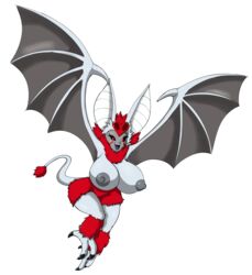 absurd_res animal_humanoid anthro big_breasts big_ears breasts chiropteran chiropteran_humanoid digital_media_(artwork) dragon_quest fangs female flying fur hair hi_res huge_breasts humanoid large_breasts looking_at_viewer mammal mammal_humanoid nipples nude open_mouth puffy_nipples ravrous red_eyes simple_background smile solo square_enix succubat_(dragon_quest) succubus supreme_succubat tail_tuft talons tuft video_games white_body white_fur wings