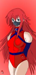 armbinder bondage female_only high_school_dxd latex mask_gag red_hair rias_gremory solo