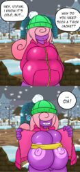 1girls big_ass big_breasts big_nipples breasts female female_only flashing hidden_face huge_breasts jacket mario_(series) mr.casino nintendo nipples paper_mario pink_hair purple_skin pussy smile solo tagme thick_thighs vivian_(paper_mario)