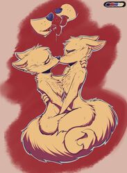 anthro arctic_fox canid canine chest_tuft clone disney duo fox juantriforce042 kissing making_out nude saliva selfcest skye_(zootopia) string sweat tail tongue tongue_out tuft zootopia