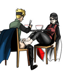 1boy 1girls aged_up barefoot black_nail_polish black_nails black_toenails boruto:_naruto_next_generations clothed clothing cum cum_on_feet cumshot eating feet femdom footjob hokage nail_polish naruto sam24 sarada_uchiha toenail_polish toes under_table unprofessional_behavior uzumaki_boruto