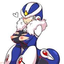 blush breasts mega_man mega_man_xover over-1 rule_63 sweat ylwkirby