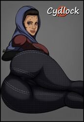 1girls big_ass big_breasts black_hair black_legwear cydlock dark-skinned_female dark_skin destiny_(game) facepaint female female_only fully_clothed hijab hood looking_at_viewer poncho sideboob suraya_hawthorne thick_ass thick_lips thick_thighs