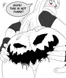 ass big_ass bodypaint glitch_techs halloween jack-o'-lantern kjonn miko_kubota smooth_skin spread_ass