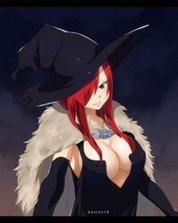 brown_eyes erza_scarlet fairy_tail gaston18 large_breasts red_hair witch_hat