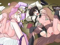 blonde_hair brown_eyes brown_hair clothed_rape maribel_hearn rape renko_usami tagme tears tied_hands tied_up touhou