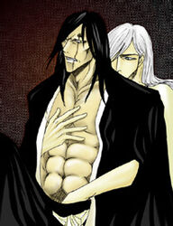 2boys bleach gay jushiro_ukitake kenpachi_zaraki long_hair male open_clothes tagme ukitake_jyuushiro undressing white_hair yaoi zaraki_kenpachi