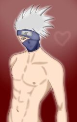 1boy exposed_pecs grey_hair hatake_kakashi kakashi_hatake male_only naruto pectorals shirtless_(male) solo