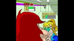 animated blonde_hair breast_sucking breastfeeding female_only gameplay_mechanics gif lactation milk pixel_art red_hair sound sound_edit swallow swallowing swallowing_sounds thatonelewddude video yuri