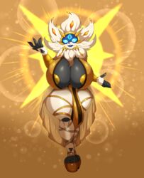 2020 anthro big_breasts breasts clothing female furry game_freak hi_res huge_breasts legendary_pokemon looking_at_viewer nintendo pokemon pokemon_(species) solgaleo solo suirano thick_thighs video_games wide_hips