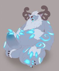 anthro balls claws frottage fur genitals hi_res horn league_of_legends looking_pleasured male male_only overweight penis redras_shoru riot_games sex solo video_games willump yeti