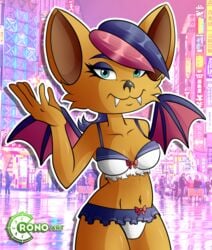 bat bedroom_eyes bratgirl crash_(series) crash_bandicoot_(series) crash_mind_over_mutant cronoart cute cute_fangs furry goth green_eyes lingerie makeup midriff outside pose rat school_uniform schoolgirl skirt underwear wings