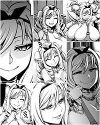 big_breasts breasts closed_eyes doujinshi elf female female_only long_ears long_hair manga neromashin open_mouth smile tagme