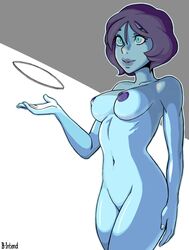 2d areolae artificial_intelligence b-intend blue_eyes blue_skin bob_cut breasts cortana female halo_(series) halo_ring hologram lanhar_vids microsoft nipples nude short_hair standing