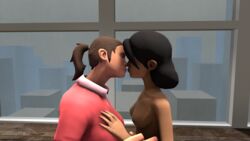 3d breasts cheesy_sfm female_only femscout femscout_(hatless) kissing miss_pauling source_filmmaker team_fortress_2 yuri