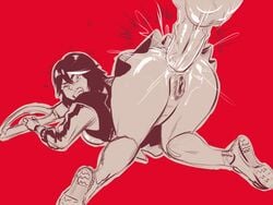 1boy 1girls anal anal_sex ass ass_focus ass_up big_ass big_butt bimbo bubble_ass bubble_butt butt_focus clothed_sex dat_ass female huge_ass kill_la_kill looking_back matoi_ryuuko mizaru pubic_hair pussy shoes skirt sneakers tears teenager thick_ass