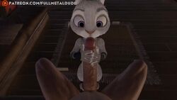 1boy 1girls 3d 3d_(artwork) animated anthro big_ears big_eyes big_penis blender disney duo female female_focus fullmetaldude furry grey_body handjob human_on_anthro judy_hopps light-skinned_male looking_at_viewer mammal penis purple_eyes rabbit size_difference small_breasts small_hips sound straight tagme video zootopia