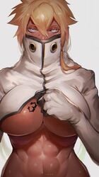 1girls abs arrancar big_breasts bleach blonde_hair clothing dark-skinned_female espada female female_only green_eyes hair hollow_(species) ibuo long_hair midriff painting_(artwork) solo solo_female solo_focus tia_harribel underboob wide_hips