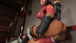 3d bottom_heavy cheesy_sfm facesitting female female_only fempyro femscout femscout_(hatless) huge_ass impossible_clothes miss_pauling pyro source_filmmaker team_fortress_2