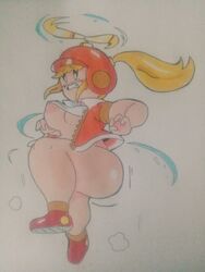 anthro big_breasts blonde_hair breasts drawn female female_focus female_only huge_ass mario_(series) meow_fuck new_super_mario_bros._wii nintendo nipples power_up power_up_girl propeller_mushroom tagme thick_thighs