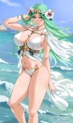 1girls big_breasts bikini female female_only fire_emblem fire_emblem:_three_houses fire_emblem_heroes green_eyes green_hair hourglass_figure large_breasts long_hair mature_female nintendo rhea_(fire_emblem) rhea_(summer)_(fire_emblem) sendrawz solo solo_female swimsuit