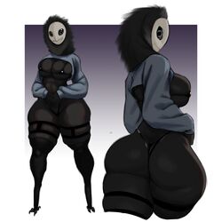 1girls 2020 abs anthro anthrofied ass ass_focus avian avian_humanoid beak big_ass big_breasts big_butt big_thighs bird black_eyes black_feathers black_hair black_sclera black_skin bottom_heavy breasts bubble_ass bubble_butt cape color completely_nude cosplay dark_skin dat_ass fat_ass feathers furry garter_belt hi_res huge_ass huge_butt huge_thighs humanoid_hands looking_at_viewer looking_back looking_back_at_viewer massive_ass monster_girl no_nose original_character overflowing_ass overflowing_breasts owl patreon plump_ass popogori presenting presenting_ass presenting_butt presenting_hindquarters rigo round_ass round_butt skindentation smile solo solo_female talons teratophilia thick_thighs thighs thong twitter wide_hips