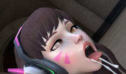 1girls 3d ahe_gao asian blizzard_entertainment brown_eyes brown_hair cross-eyed cum cum_drip cute d.va egirl eyelashes eyeliner fringe headphones light_skin open_mouth overwatch pale_skin pineata pleasure_face saliva saliva_drip skinny slim throat tongue tongue_out