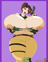 1girls big_breasts breast_expansion breast_press breast_squeeze breasts breasts_bigger_than_head clothed clothing dea-jn exposed_breasts fortnite gigantic_breasts gun huge_breasts hyper_breasts looking_down looking_down_at_breasts ramirez_(fortnite) ripped_clothes ripped_clothing ripped_shirt tagme thick_thighs torn_clothes voluptuous voluptuous_female