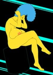 1girls alternate_breast_size blue_hair female female_only huge_breasts marge_simpson nude pbrown solo solo_female the_simpsons