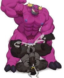 anal anal_sex anthro armpit armpit_hair balls bara barazoku boner bovid bull bull_horns cum cum_in_ass cum_inside demon_bull_king equine_penis erection flexing furry gay horns horsecock lego lego_monkie_kid male male_only muscles muscular nose_ring nude orgasm penis same22shark sex size_difference