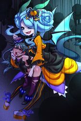 1futa 2girls blue_eyes blue_hair dragalia_lost dragon dragon_girl femsub flying futadom futanari green_hair halloween halloween_costume halloween_silke implied_futanari light_skin marionette midair midair_sex monster_girl nintendo odetta pale_skin pervy_panties_(artist) puppet puppet_strings silke size_difference smile tail wings