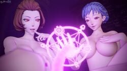 3d 3girls alternate_eye_color bare_arms bare_shoulders beam beauty_mark blue_hair blurry_foreground braid breast_grab breasts brown_hair chalkboard choker cleavage coat collarbone completely_nude corruption crown_braid dancer depth_of_field dochaunt24 duo_focus earrings female female_only femdom femsub finger_to_mouth fire_emblem fire_emblem:_three_houses forced grabbing_another's_breast grin groping hallucination hand_on_own_chest hands_up indoors large_breasts light_blue_hair lipstick looking_down magic magic_circle manuela_casagranda marianne_von_edmund medium_breasts mind_control mole mole_under_eye molestation multiple_girls nail_polish nintendo nipples nude nude_female on_back open_mouth post-timeskip rape red_eyes red_nails short_hair shoulders slave smile student teacher teacher_and_student textless_version transformation tricked unaware upper_body window yuri